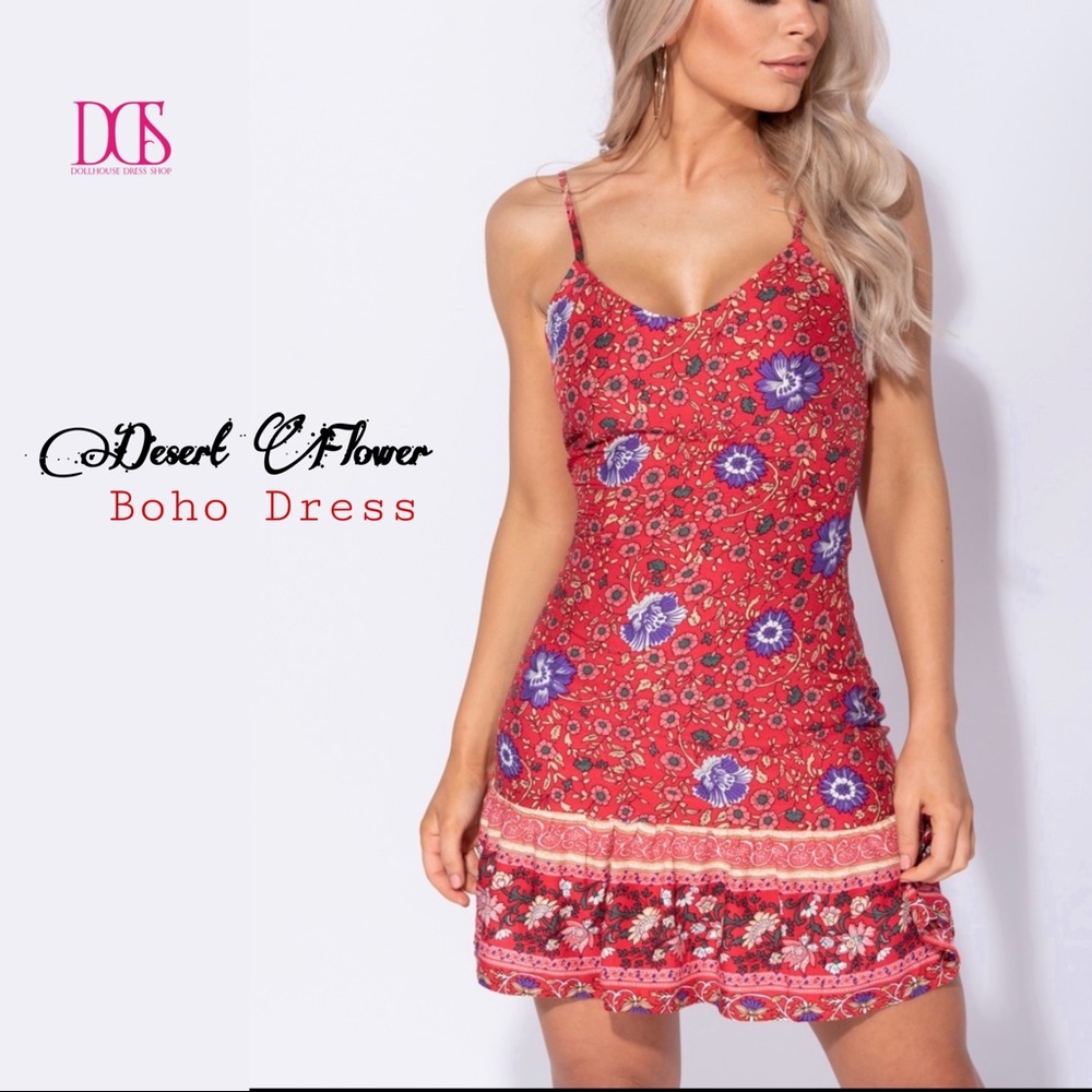 🔥 Desert Flower -  Boho Summer Mini Dress